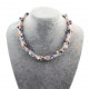 Conjunto collar y pulsera con perlas naturales coloreadas