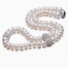 Natural White Freshwater Pearl Necklace with Crystal Balls