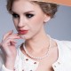 Natural White Freshwater Pearl Necklace with Crystal Balls