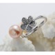 Round Natural Freshwater Pearl Silver Ring