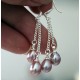 Pendientes de plata 925 tipo colgante con dos perlas