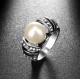Conjunto de Collar, Pendientes y anillo con perla y plata antigua
