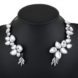 Water Drop Crystal Flower Necklace Xitang