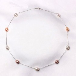 925 Sterling Silver and Natural Freshwater Pearl Necklace