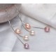 925 Sterling Silver & Pearl Jewelry Set with Multicolour Freshwater Pearl Necklace, Earrings & Ring