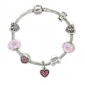 European Style Bracelet with Hearts and Love Charms