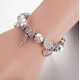European Style Bracelet with Heart and Love Charms with pink crystals