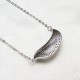 925 Silver Necklace with Leaf Pendant & Three Pearls