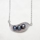 925 Silver Necklace with Leaf Pendant & Three Pearls