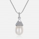 925 Sterling Silver Necklace with Zircon & Natural Pearl Pendant