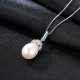 925 Sterling Silver Necklace with Zircon & Natural Pearl Pendant