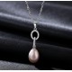 Collar de plata 925 con colgante de anillos de plata y perla