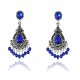 Luxury Blue Crystal Tassel Drop Earrings