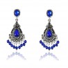 Pendientes inspirados de pavo real con cristales azules