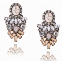 White Stone and Crystals Drop Earrings