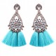 Flower Crystal Mix Color Tassel Drop Earrings Xiang