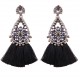 Flower Crystal Mix Color Tassel Drop Earrings Xiang