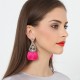 Flower Crystal Mix Color Tassel Drop Earrings Xiang