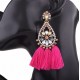 Flower Crystal Mix Color Tassel Drop Earrings Xiang