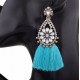 Flower Crystal Mix Color Tassel Drop Earrings Xiang