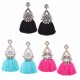 Flower Crystal Mix Color Tassel Drop Earrings Xiang