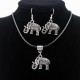 Conjunto de collar y pendientes con símbolos de la suerte en plata tibetana