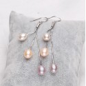 925 Silver Earrings with 3 Multicolour Freshwater Pearls