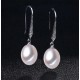 Pendientes de plata 925 con perla natural negra o blanca
