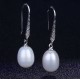 Conjunto de plata collar y pendientes con colgante de perla blanca natural
