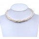 Conjunto de collar y pulsera multicapas elaborados con perlas auténticas en color crudo