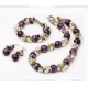 Amethyst Gemstone, Crystal, Peridot and Fresh Water Pearl Bracelet
