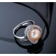 Adjustable Ring with Crystals and Freshwater Cultured Pearl