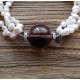 Pulsera con perlas blancas naturales y Cuarzo color ahumado