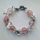 Natural Rose and White Quartz Bracelet with Toggle Clasp