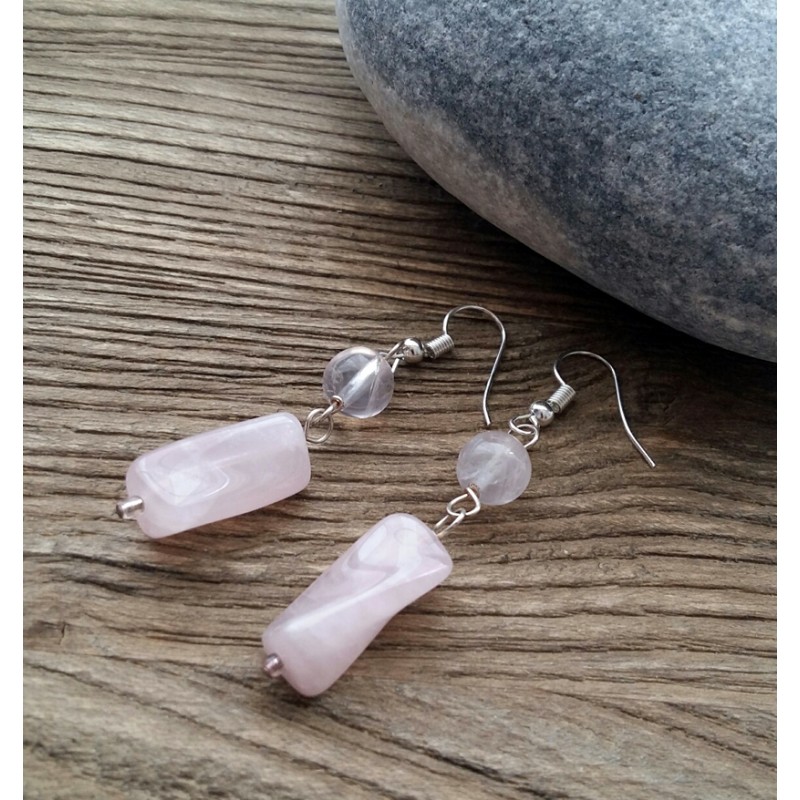 Dangle Earring, Rose Quartz and Ruby – Wendy Mink Jewelry