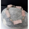 Pink Rotated Shape Rose Quartz Bracelet
