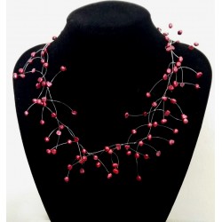 Purple Red Natural Pearl Bridal Necklace