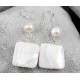 White Freshwater Pearl and White lip Shell Earrings