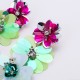 Exaggerated Earrings with Three Large Colorful Flowers