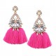 Flower Crystal Mix Color Tassel Drop Earrings Xiang