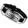 Pulsera para hombre de silicona negra y detalle greco acero inoxidable