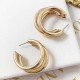Round Circle Rings Earrings Gold Color