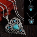 Silver color necklace with blue stone bead Normandia