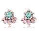 Statement Stud Flower Earrings with Crystals
