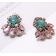 Statement Stud Flower Earrings with Crystals