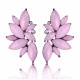 Elegant Geometric Flowers Pink Crystal Stud Earring