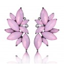 Elegant Geometric Flowers Pink Crystal Stud Earring