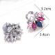 Multiple Colors Crystal Flower Stud Earrings