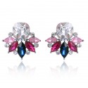 Multiple Colors Crystal Flower Stud Earrings