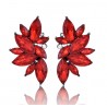 Elegant Geometric Flowers Red Crystal Stud Earring